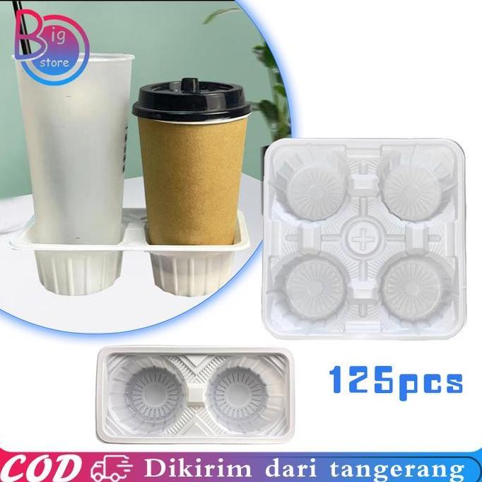 DISSORDE 125pcs Cup Tray Holder Plastik Cup Take Away 2 Cup / 4 Cup Tatakan Gelas Take Away
