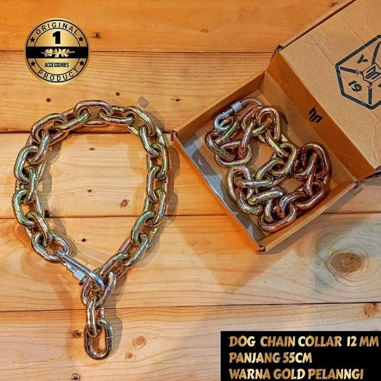 kalung rantai anjing emas pelangi- kalung anjing pitbull Rottweiler Doberman DISKON
