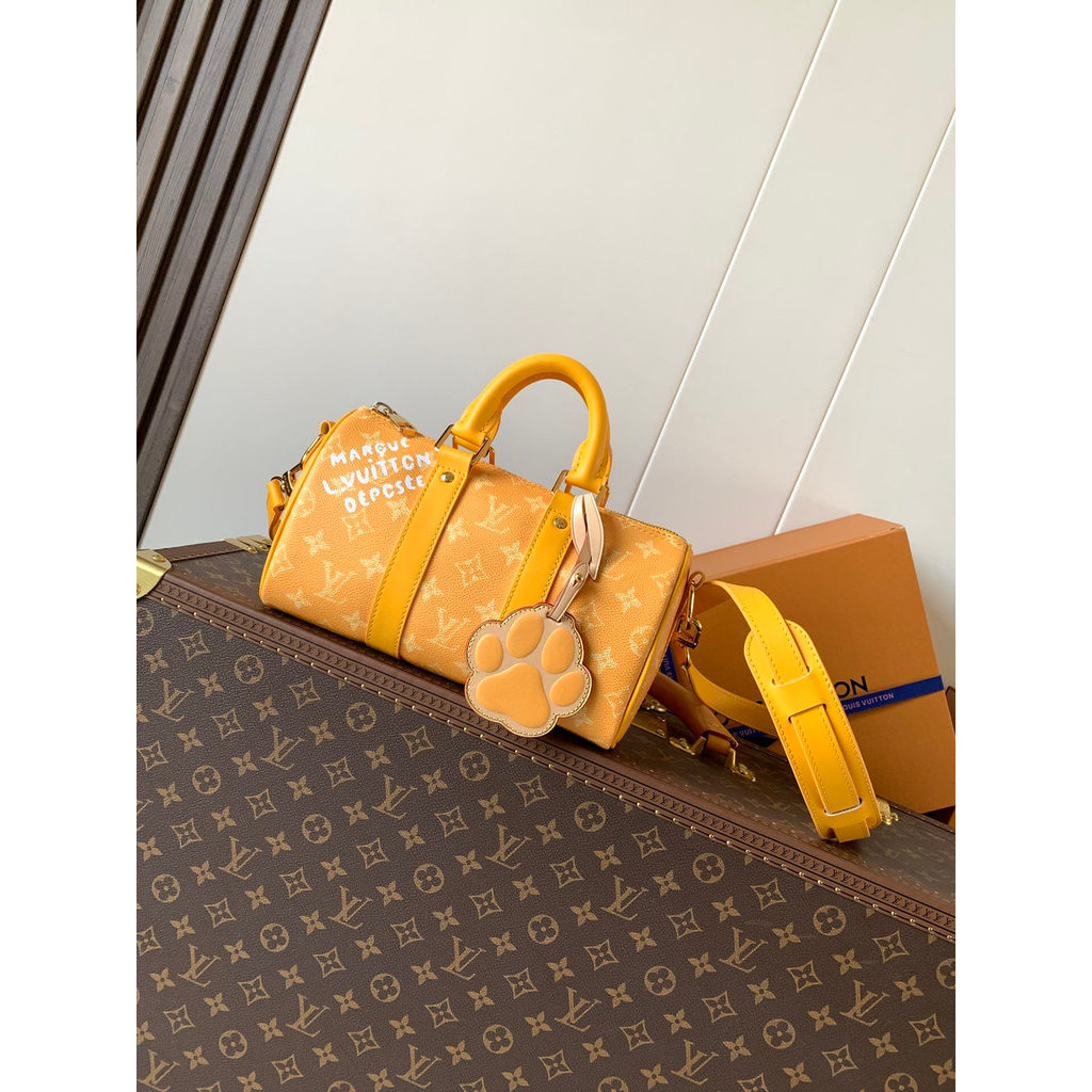 M12684 Lv keepall 25 petite canvas shopper handbag full package