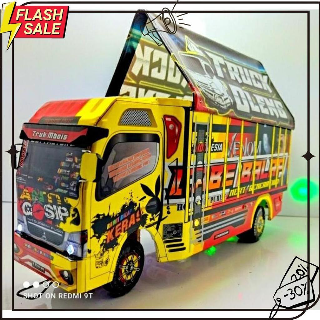 Truk Oleng Miniatur Triplek Led Aman Anak Meledak