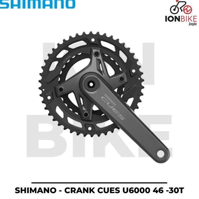 Diskon Crank Shimano Cues U6000 46-30T Dual Chainring Crankset U-6000 46 30 T Double Chain Ring Set 
