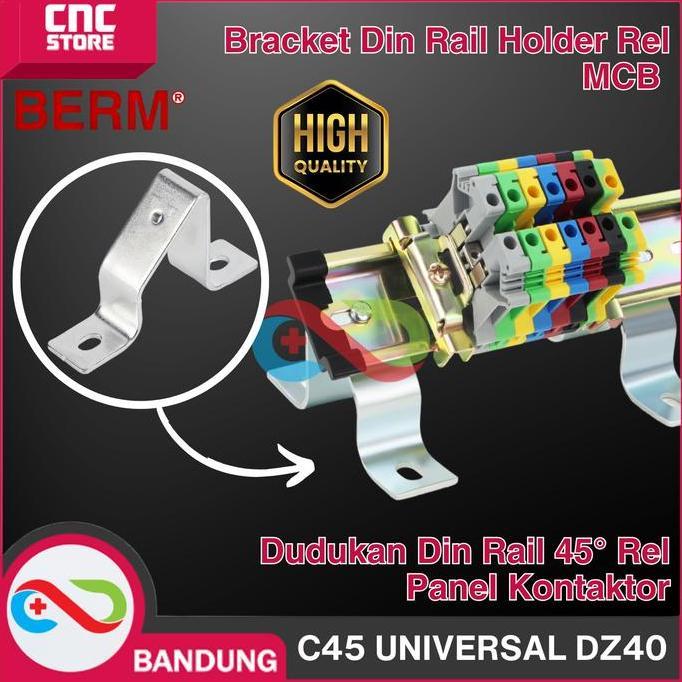 Bracket Din Rail Holder Rel MCB Dudukan Din Rail 45 Derajat Rel Panel Kontaktor C45 UNIVERSAL DZ40