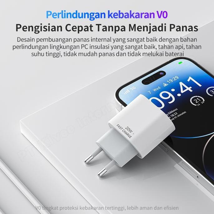 KIVEE Charger iphone PD 20W Fast Charging kepala charger usb-c for ios