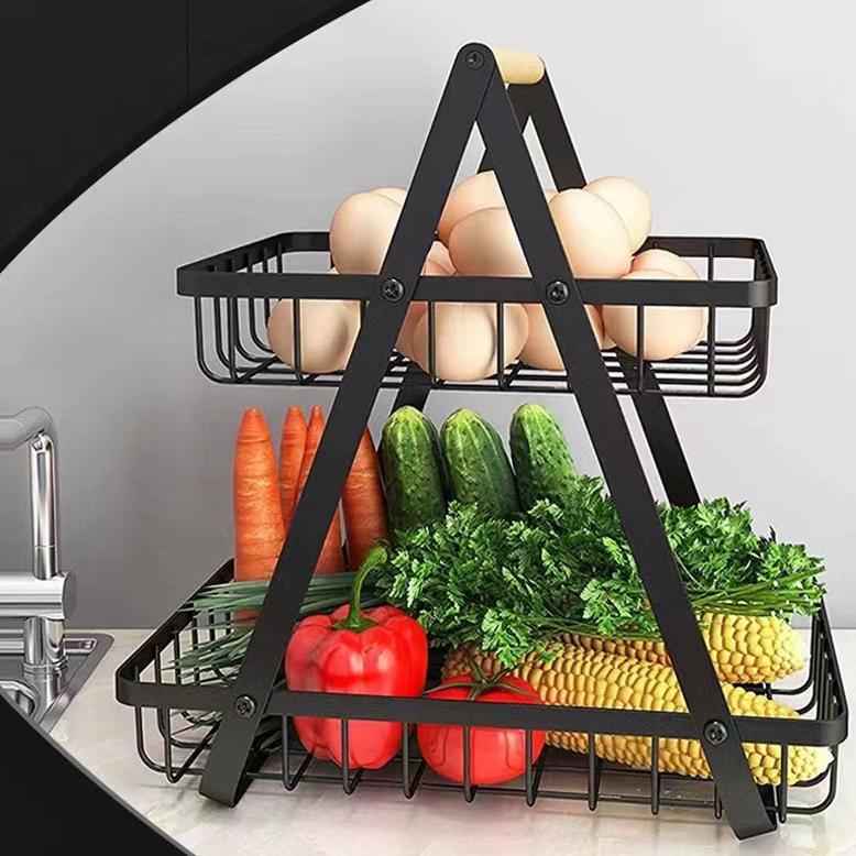 Keranjang Susun Tempat Buah |  Rak Keranjang Susun Besi |  Tempat Buah Buahan di Meja