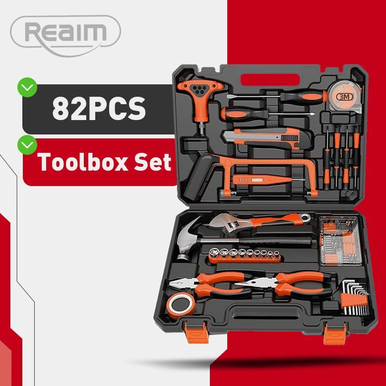 Reaim Tool kit Set Lengkap 82 Pcs Set Kunci Set Lengkap Tool Box Set Lengkap Mekanik Rumah Tangga
