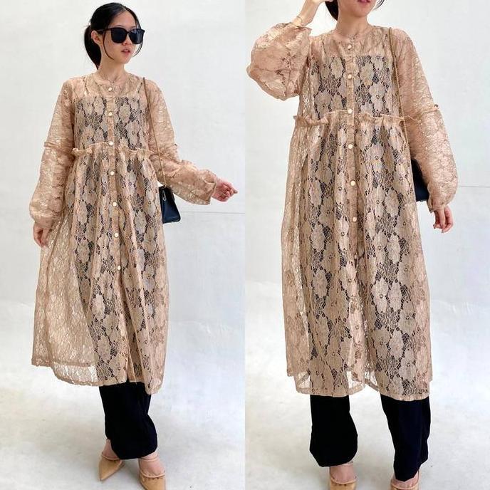 VIOLA Outer Brukat Atasan Brukat Kondangan Pesta Wisuda Tile Cardigan Long Sleeve GM