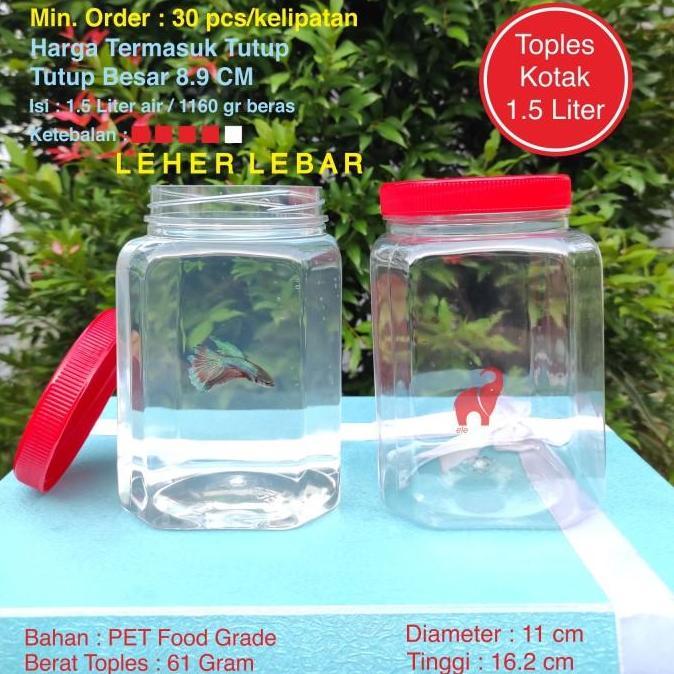 Toples Plastik Kotak Ikan Cupang 1.5 Liter Tebal