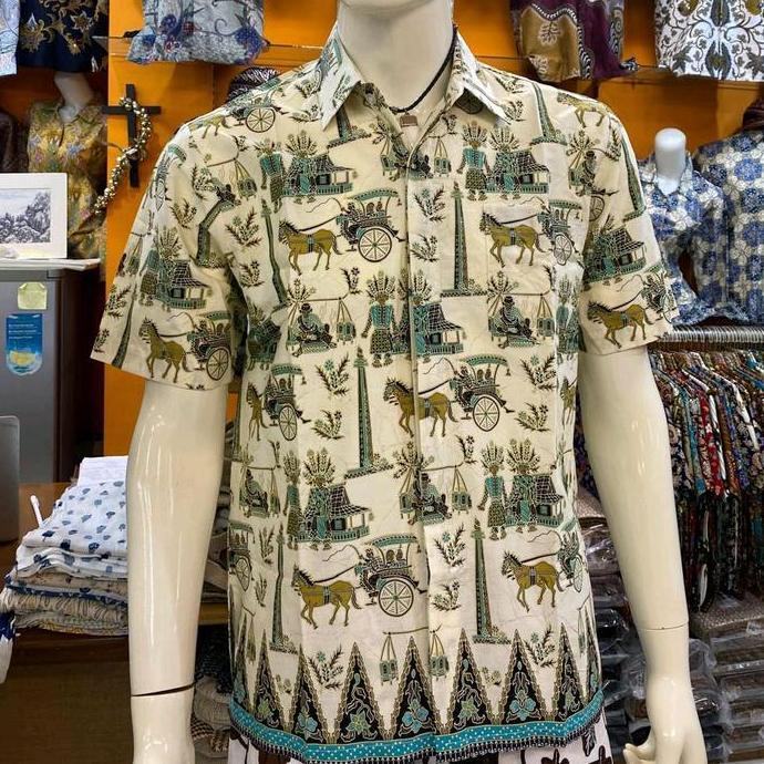 kemeja batik pria lengan pendek Betawi tosca BS