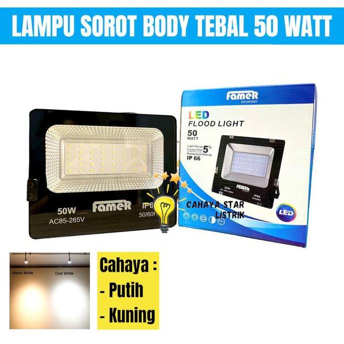 EMICO LAMPU SOROT LED 50WATT / FLOODLIGHT OUTDOOR LAPANGAN