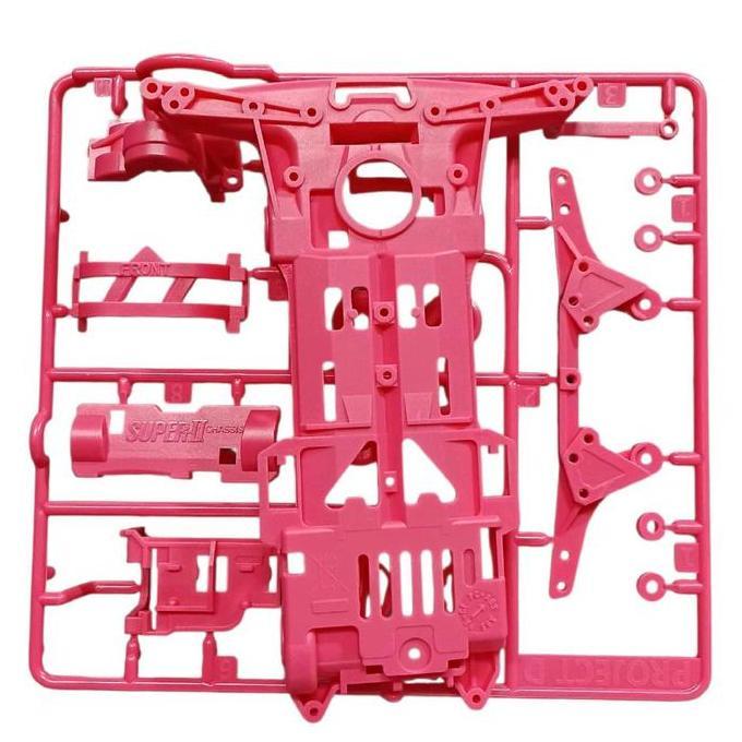 REP TAMIYA CHASSIS SUPER 2 + GEARBOX SET PINK PC+ABS PROJECT D