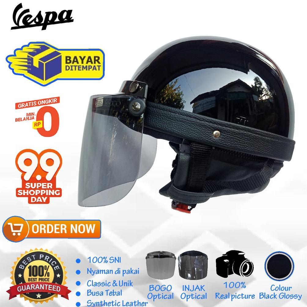 Helm BOGO Murah Retro Chip Vespa SNI - Helm Dewasa Stylish, Helm Retro Classic