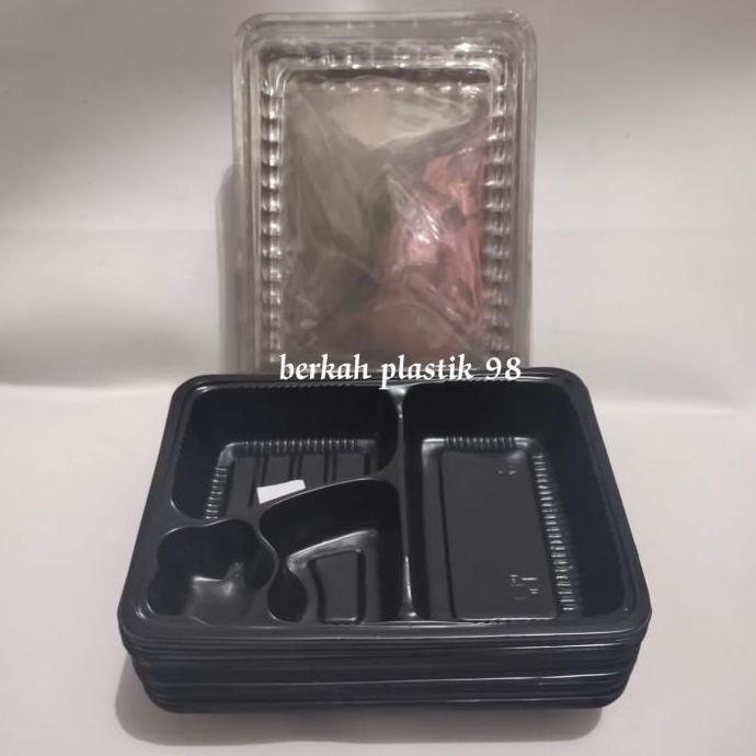 mika Bento 4 sekat kotak nasi mika tray kotak nasi warna merah