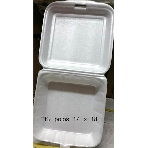 Box Gabus TF3 Kotak Makan Polos Nasi per 100 pc Styrofoam Sterofoam