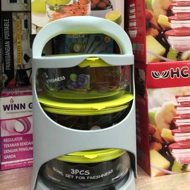 Rantang kaca 3 susun / Rantang kaca korea