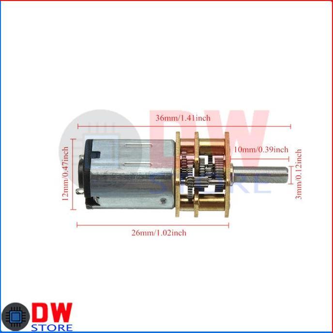 DC Micro Motor N20 DC 3-6V Slow Speed Reduction Gearbox 300 RPM DC 5V
