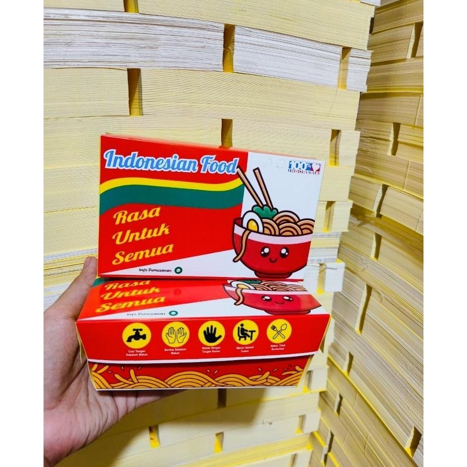 Dus Mie 100 Pcs Kotak Mie Level Goreng Ivory Laminasi Glosy Paper Lunch Box Kwetiau Mie Ayam Mie Yam