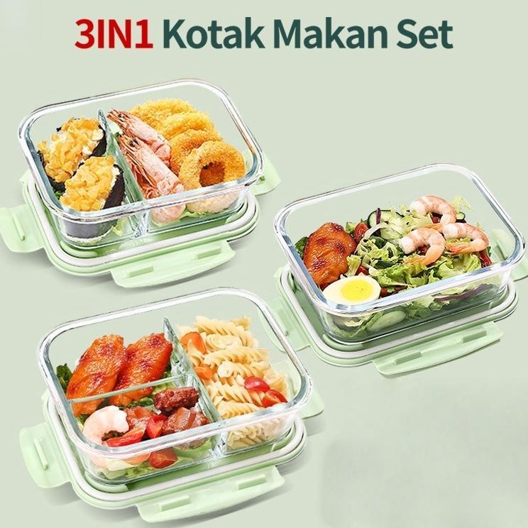 Kotak Tempat Makan Kaca Glass Food Container Kotak Makan Lunch Box Kotak Bekal Makan Kaca