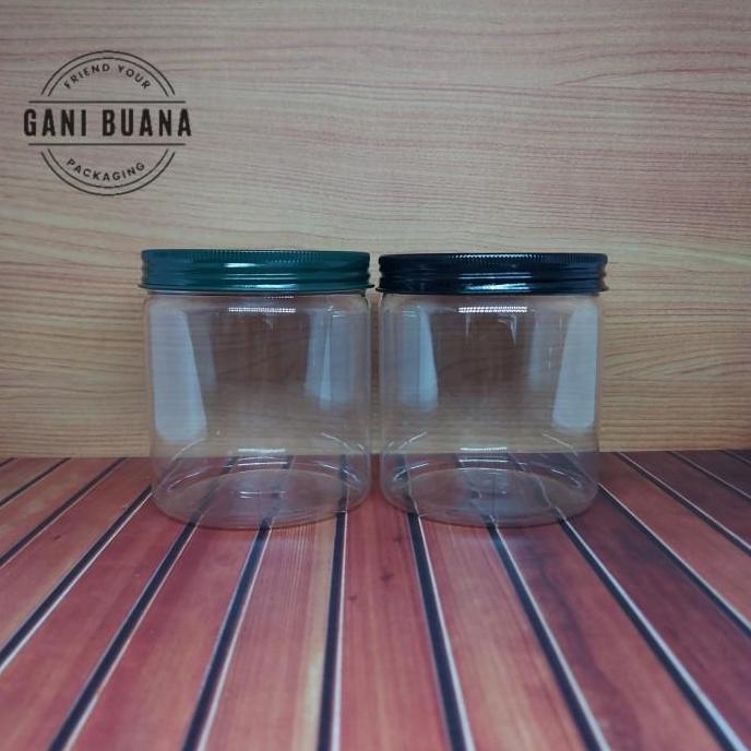 TOPLES TABUNG/JAR 600ML TUTUP ALMUNIUM HITAM/HIJAU TUA