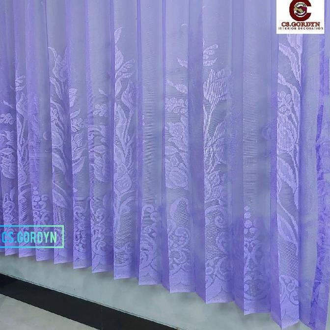 Vitrase Gorden Bunga Tulip Ungu Biru Tirai Vitrage Vitrace Selambu tile jendela minimalis