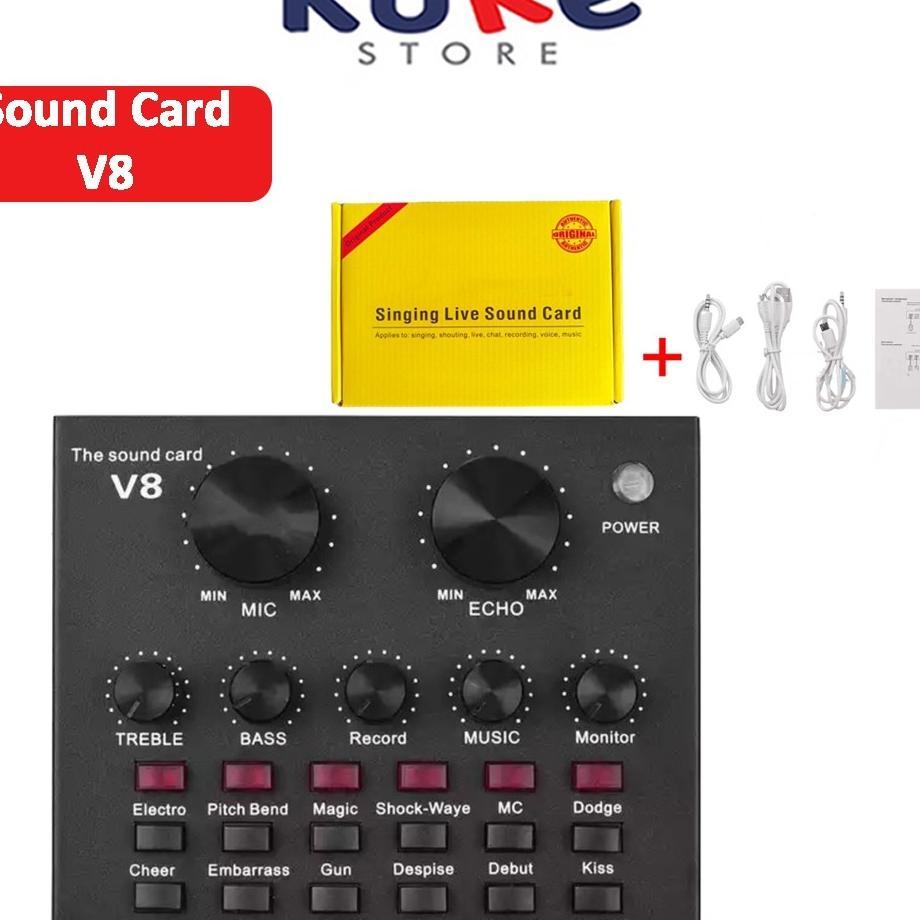 Kuke Sound Card V8 Live Broadcast Mixer Bluetooth Audio Usb External / Soundcard Mixer Audio Karaoke