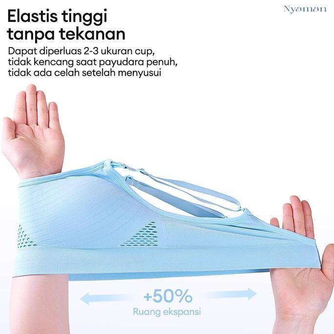 Babypower- Angel Mommy Bra Menyusui Desain Ventilasi Bukaan Depan Bentuk Cangkir Push-Up Kain Katun 