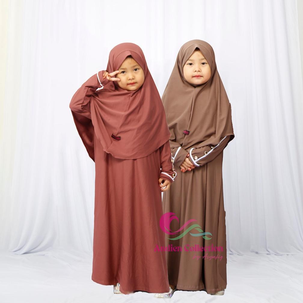 PROMO SET GAMIS ANAK MARWAH DENGAN JILBAB UKURAN M-L-XL - BAJU GAMIS MUSLIM ANAK
