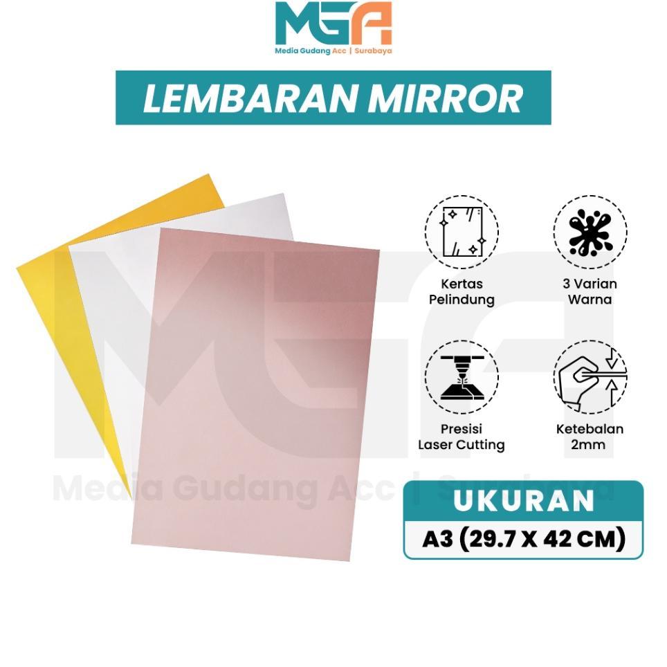 Lembaran Mirror Akrilik A3 2Mm | Acrylic Sheet Mirror | Akrilik Mirror Warna Gold Rose Gold Silver
