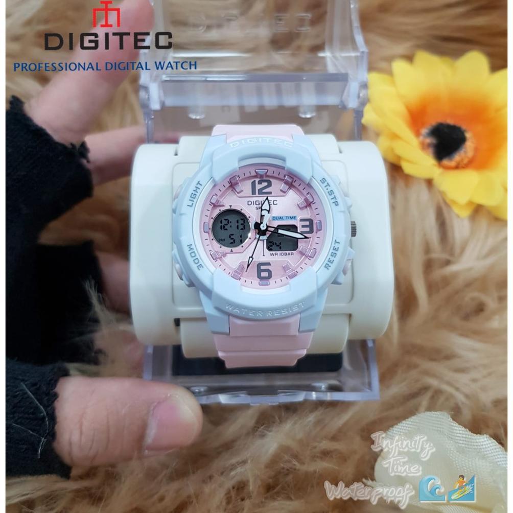 hemat jam tangan cewek digitec dg4120t 4120 analog digital dualtime strap rubber kualitas original w