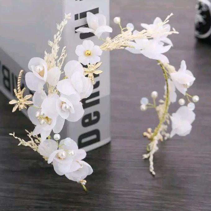 Byxt- Headpiece Aeris - Mahkota Bunga Putih Headpiece Hiasan Hijab / Kepala Elegan Aksesoris