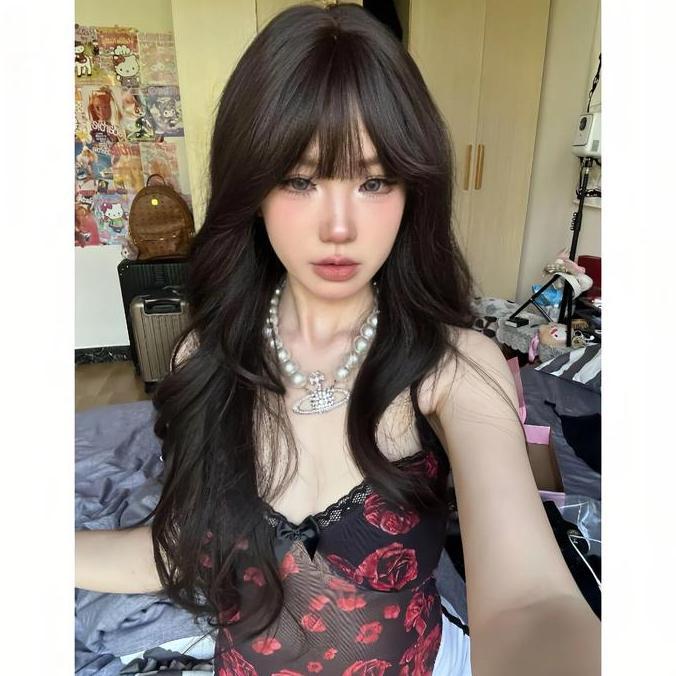 Byxt- Lvystyle-Wig Wanita Full Kepala Curly Rambut Wig Korean Style Wig Rambut Panjang Wig Daily Wig