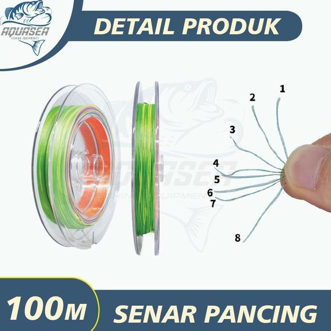 Mantap- Aquasea - Tali Pancing Megabarra 100Meter Japan Pe Nilon 8X 100M 8 Helai Strengthen 45,5Kg A