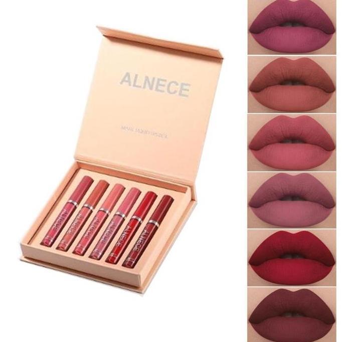 Lipcolor- Alnece#001  Lasting Glossy Lipgloss 6-Pack Liquid Lipstick Gloss Lipstik