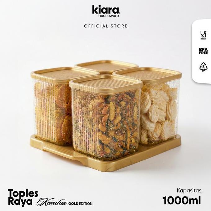 Ort- Kiara Houseware Toples Raya Lebaran Cjp Kiara 4Pcs Ungu/Pink/Hijau 1000Ml & 750Ml Bening Hemat 
