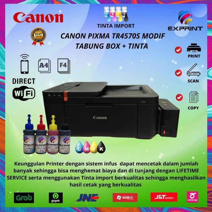 Softrit- Canon Pixma Tr4570S + Infus Tabung Box ( Print Scan Copy Fax Wifi)