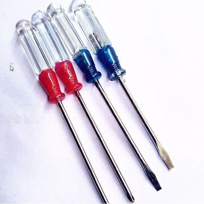 OBENG KEMBANG/MIN KECIL MINI 3X75 (+) PLUS MIN PANJANG 7.5 CM 3 IN
