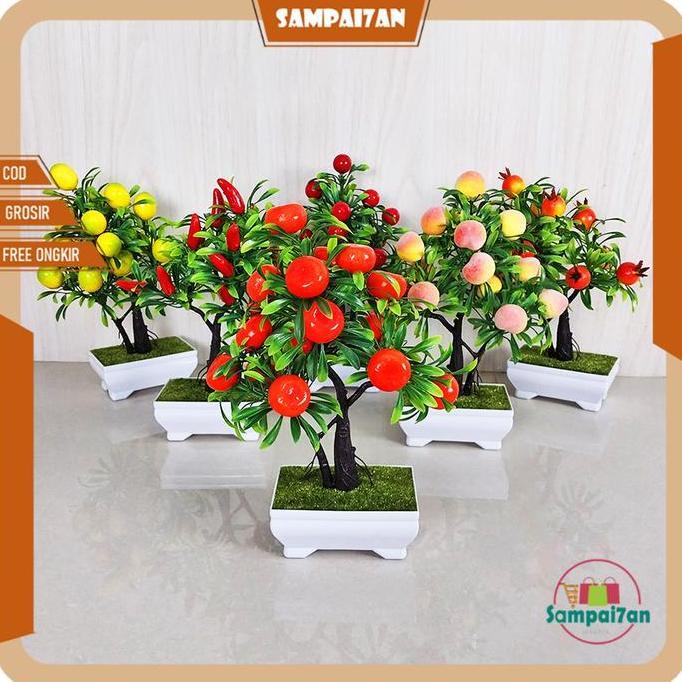 Tanaman Hias Dekorasi Buah Plastik Import Bunga Hias Flower Pohon Buah Mini Dekorasi Rumah Tanaman H