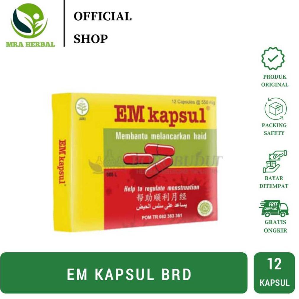 (Terbaru) EM Kapsul | EM Capsule | Kapsul Pelancar Haid | EM Kapsul Borobudur - 12 Kapsul (Terlaris)