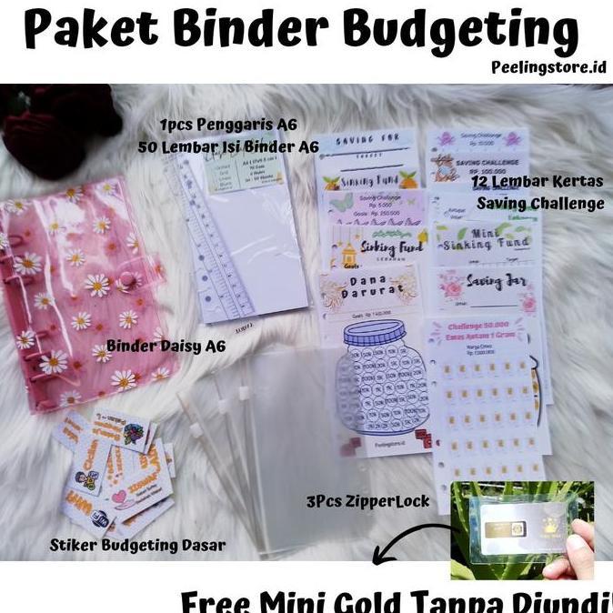 Packen- Binder Keuangan / Money Binder / Paket Binder Sinking Fund / Binder A6 / Binder Sequin Daisy