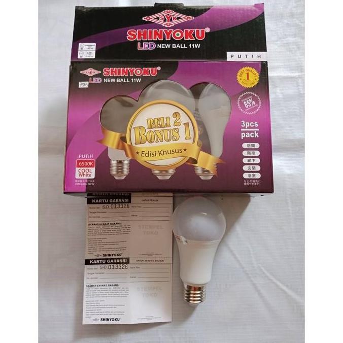 Lichtx- Lampu Led Shinyoku 11 Watt New Ball ( Beli 2 Bonus Gratis 1 )