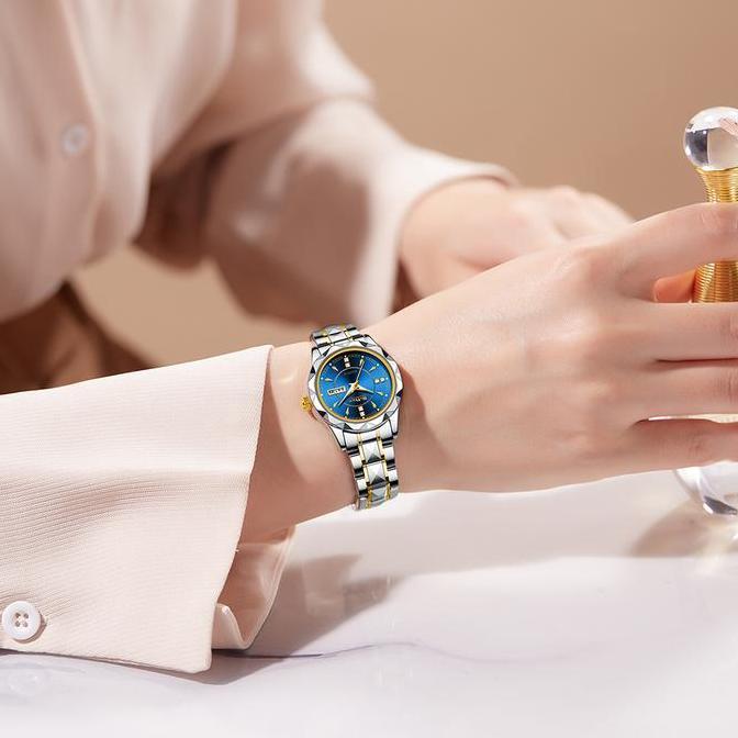Frau- Biden Jam Tangan Wanita Anti Air Original Stainless Steel Kalender Jam Tangan Cewek