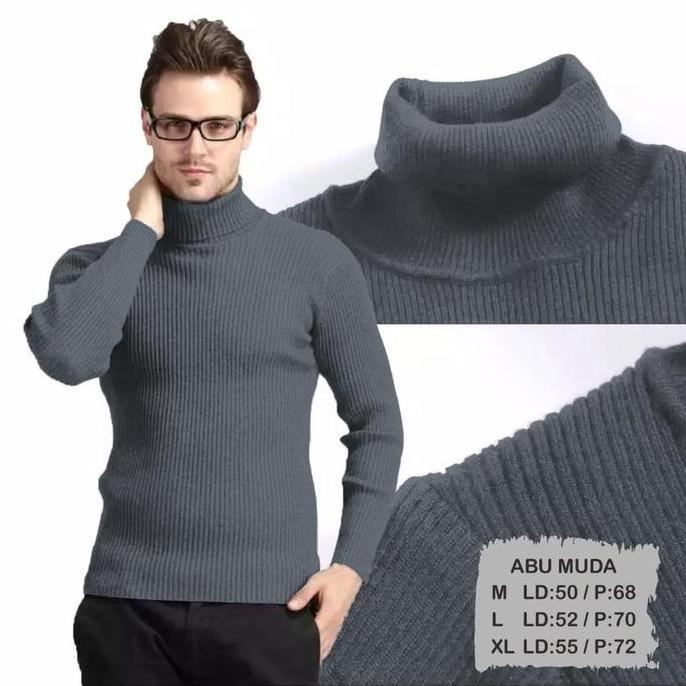 Vorgese- Liso Wear - Kaos Kerah Leher Tinggi Turtleneck Pria Lengan Panjang Waffle Baju Polos Hitam