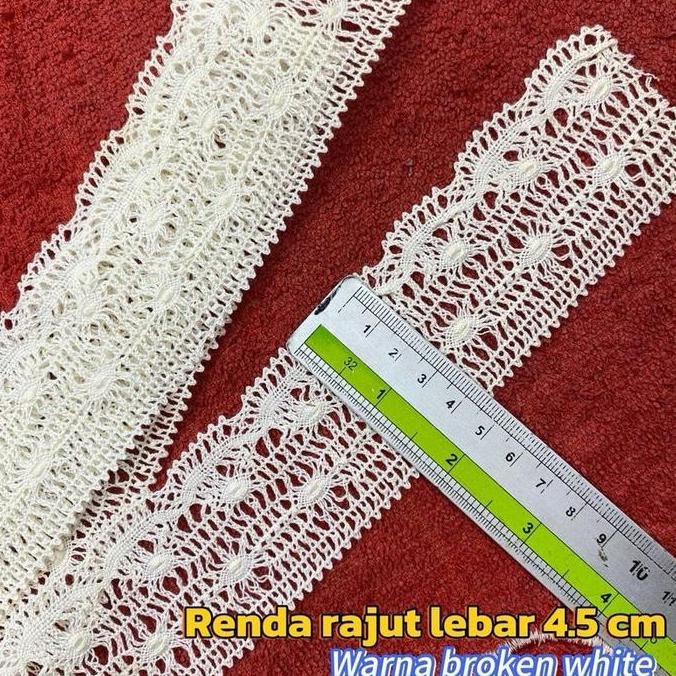 Per rol 15 yard Renda rajut lebar 4.5 cm broken white
