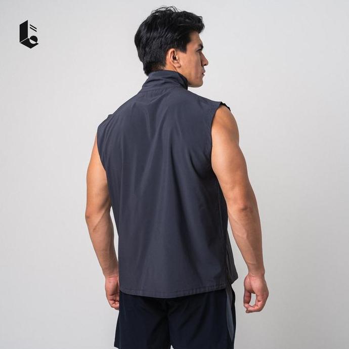 Lockerwear Jaket Vest Windbreaker Sport Kaos Sleeveless Baju Tanpa Lengan Pria Olahraga Gym Fitness 