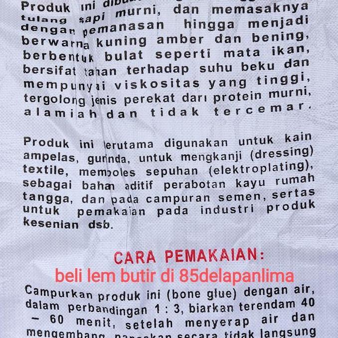 Lem Butir per 1kg/lem K/lem Ka/lemka/bone glue/lem gelatin/lem anchor