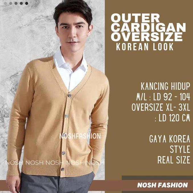 Cardigan Rajut Pria Korean Look Riko /Outer Kardigan V-Neck Cowok Rico NOSH Fashion
