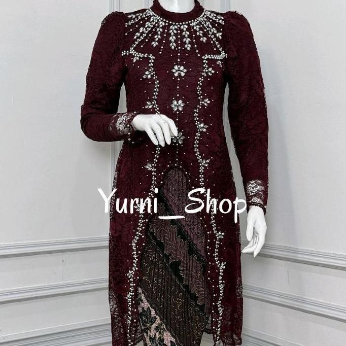 Uprelig- Kebaya Glamor Tunik Glamor Payet Mutiara Tunik Mewah Kebaya Tren Kekinian 2026 Terbaru