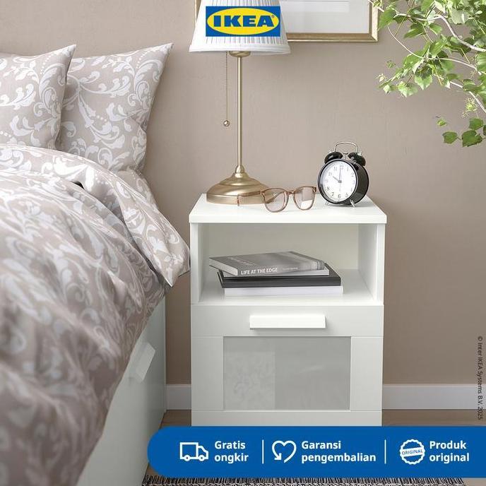 IKEA BRIMNES Meja Samping Tempat Tidur dengan Laci 39x41 cm