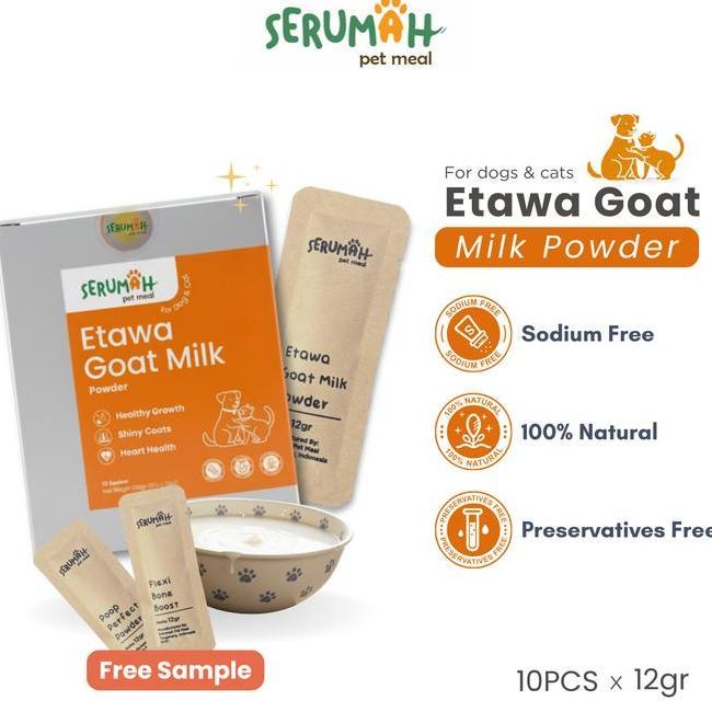 Serumah Etawa Goat Milk Powder Susu Kambing Etawa 1 Box 10 X 12Gr For Dog Anjing Cat Kucing