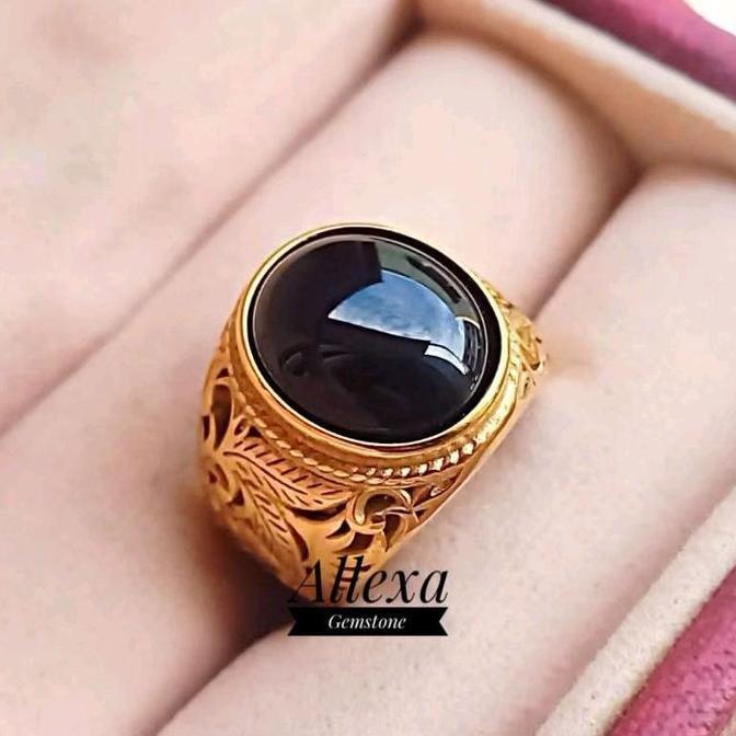 Cincin Batu Kecubung Tanduk Titanium Elegan