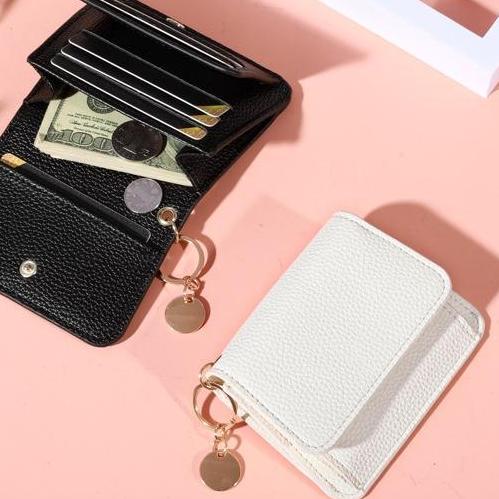 Baggu- Holo Dompet Wanita Elegan Gaya Korea Warna Dompet Kecil Simpel Dapat Memegang Banyak Kartu